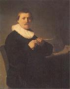 REMBRANDT Harmenszoon van Rijn A Man Sharpening a Quill oil painting on canvas